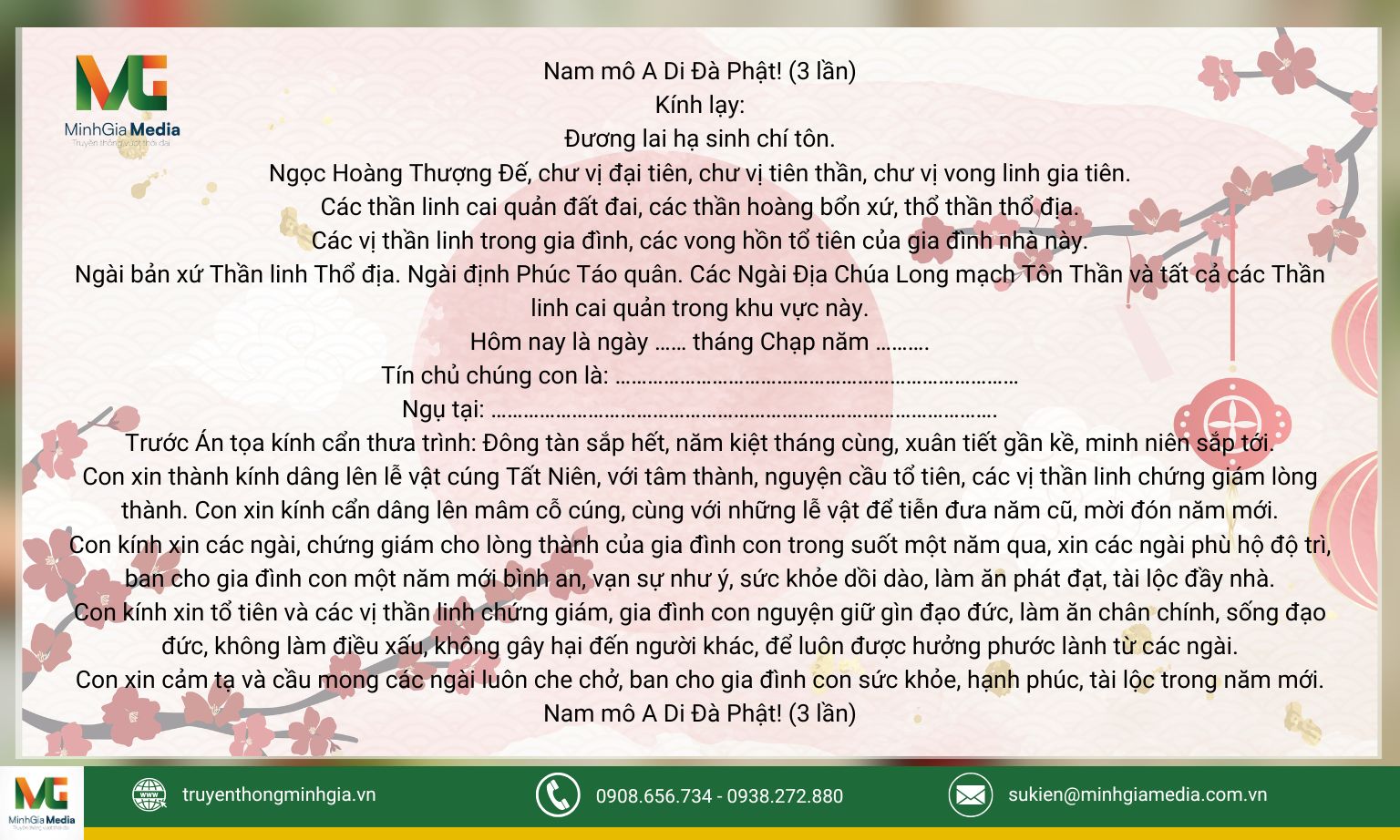 văn khấn cúng tất niên 30 tết